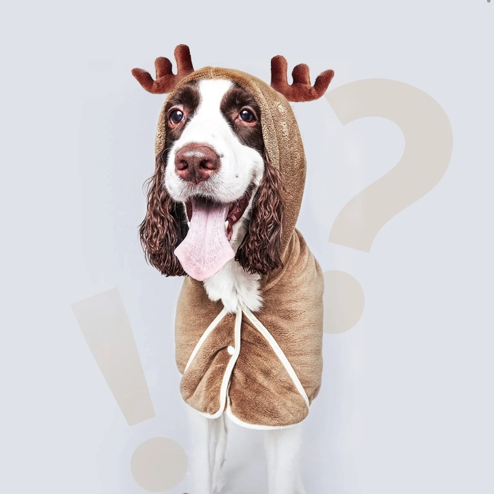 NWT in box Dog Christmas outfit Hooded robe with reindeer antlers Size Large